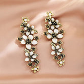 Floral Gold Statement Earrings for Women – Long Elegant Dangle
